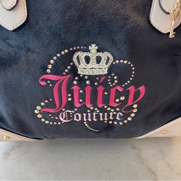 JUICY COUTURE VINTAGE DREAMY TOTE! Black and cream! NWT - Picture 6 of 10